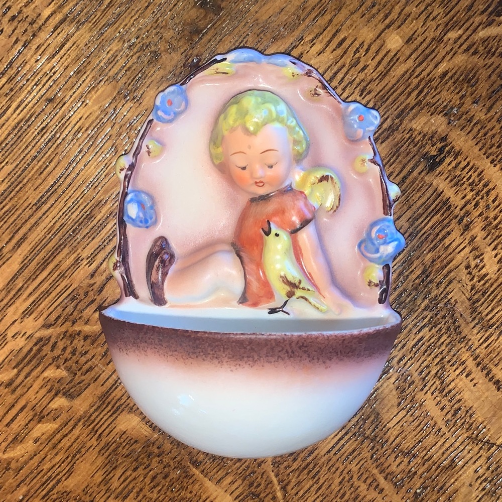 Vintage Goebel Hummel "Angel with Bird" Holy Water Front #167 - Rare - Germany